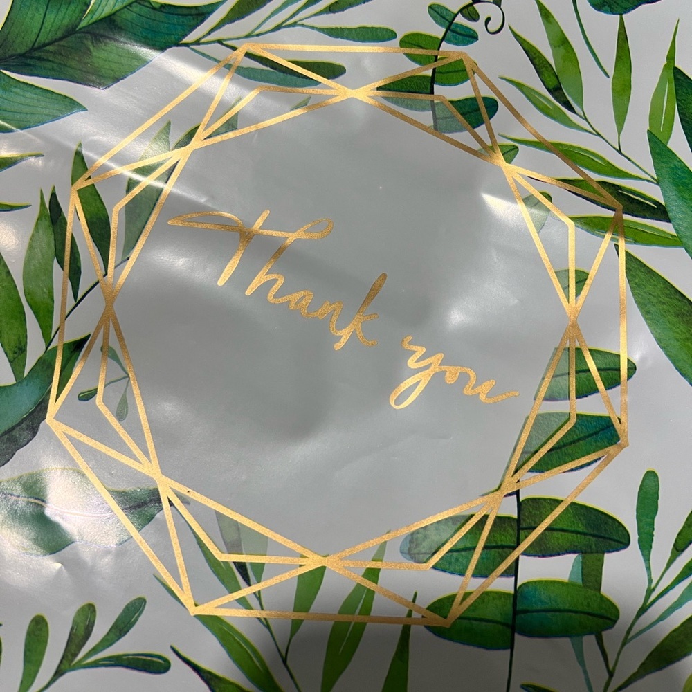 PRICE IS FIRM - Set of 10 Palm Gold 10 x 13 ‘Thank You’ Poly Shipping Bags - Picture 2 of 2
